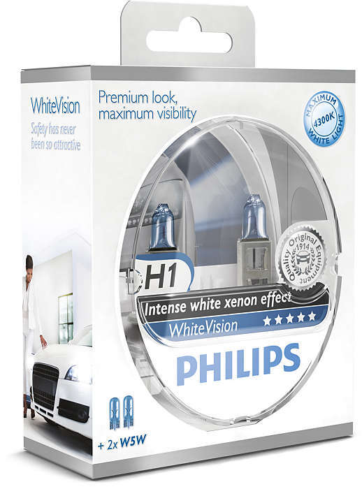 Автолампы Philips H1 12V-55W White Vision 2шт.