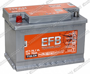 Автомобильный аккумулятор EFB 6СТ-75.1 VL - фото