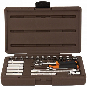 Автоинструмент Набор головок 1/4" DR, 23 предмета - фото Автоинструмент Набор головок 1/4" DR, 23 предмета - фото