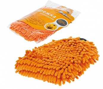 Салфетка Губка для мытья а/м Варежка-шиншилла, 25х20см, Оранжевая - фото Салфетка Губка для мытья а/м Варежка-шиншилла, 25х20см, Оранжевая - фото